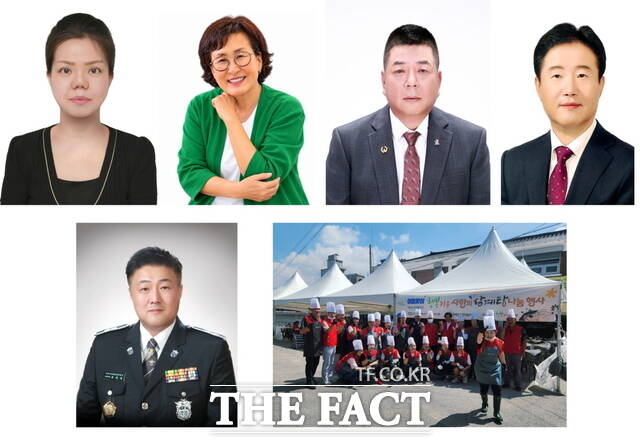 제32회 아산시민대상 수상자들. 시계방향으로 효행애향 권예섬, 교육복지 이미옥, 문화체육 공정식, 경제환경 백성현, 단체 배방읍행복키움추진단, 특별봉사 김태균 /아산시