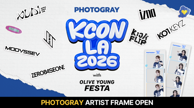 글로벌 뷰티 기업 에이피알의 즉석 포토부스 브랜드 '포토그레이'가 'KCON LA 2026'에 참가한 아티스트들과 협업한 한정판 포토프레임을 선보인다. /에이피알