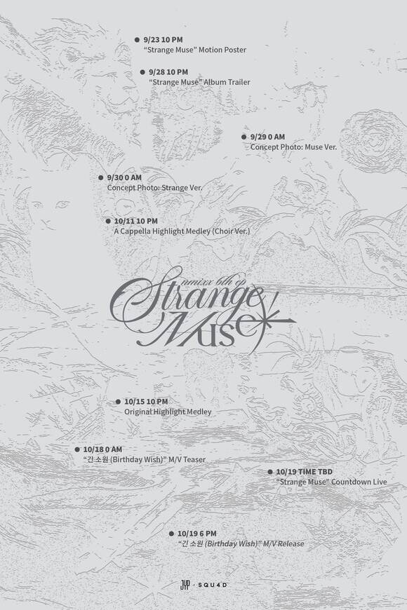 엔믹스는 10월 19일 오후 6시 각 음악 사이트에 새 미니 앨범 'Strange Muse'를 정식 발매한다./JYP엔터테인먼트