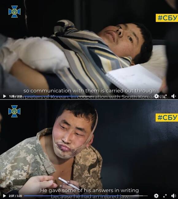 우크라이나군에 생포된 북한군 포로 2명이 최근 한국으로 송환된 것으로 알려졌다. 사진은 우크라이나 보안국이 지난해 1월 11일(현지시간) 공개한 북한군 포로 2명의 모습. /우크라이나 보안국 소셜 미디어 캡처, 뉴시스