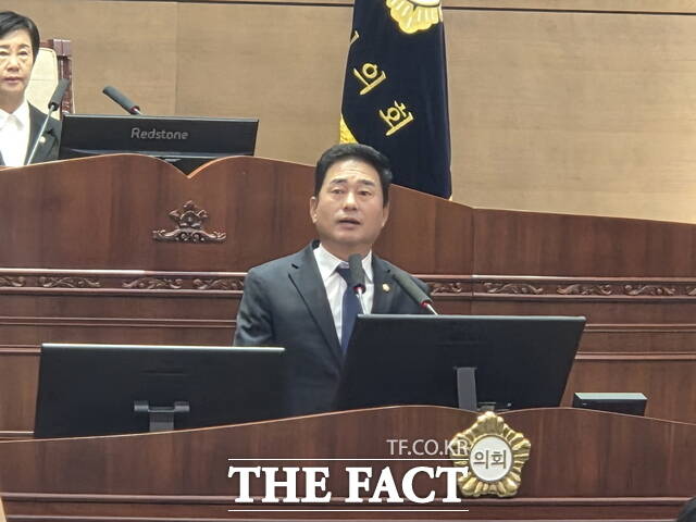 이영재 천안시의회 의원(성성·두정·차암동)이 제292회 임시회 제1차 본회의에서 5분 발언을 하고 있다. /정효기 기자