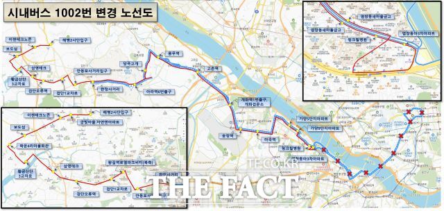 1002번 변경 노선도. /김포시
