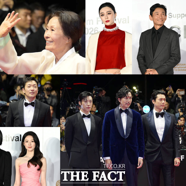배우 김혜자 판빙빙 황정민 현빈 정우성 우도환 예슈화 손석구(왼쪽 위부터 시계방향)가 10월 6일 오후 부산 해운대구 영화의전당에서 열린 '제31회 부산국제영화제(BIFF)'에 참석해 레드카펫을 빛냈다. /부산=박헌우 기자, 김성렬 기자