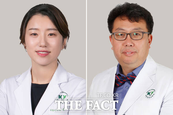 홍미진 건양대병원 재활의학과 교수(왼쪽)가 한국과학기술단체총연합회로부터 '제36회 과학기술우수논문상'을 수상했다. 오른쪽은 교신저자 손지웅 재활의학과와 호흡기내과 교수. /건양대병원