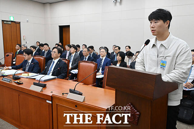 산업통상부 국정감사 증인 출석한 최승호 삼성그룹 초기업노조 삼성전자지부 노조위원장.