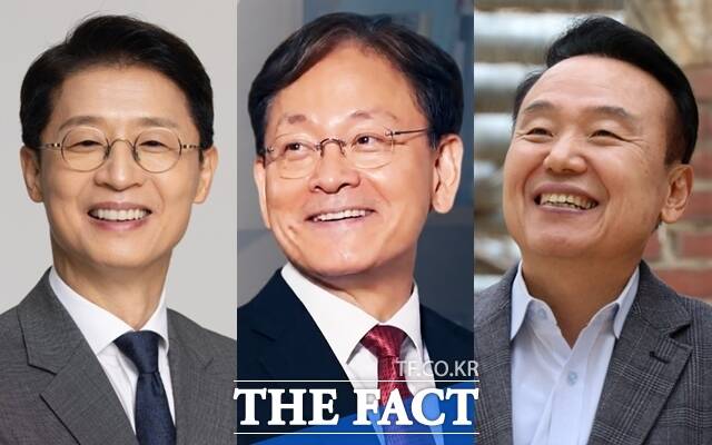 서울대학교는 7일 제29대 총장 예비후보자 정책평가에서 강준호 체육교육과 교수, 최해천 기계공학부 교수, 이재영 영어영문학과 교수가 1~3위를 차지했다고 밝혔다. 사진 왼쪽부터 강 교수, 최 교수, 이 교수. /각 후보 홈페이지