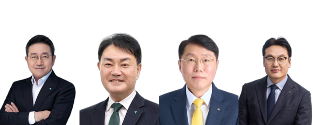 올해 말 지주계열 카드사 대표의 공식 임기가 모두 끝난다. (왼쪽부터) 진성원 우리카드 대표, 성영수 하나카드 대표, 김재관 KB국민카드 대표, 박창훈 신한카드 대표. /각 사