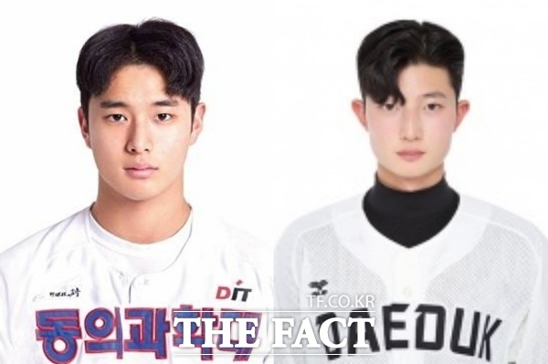 키움히어로즈에 입단하게 되는 대전 중구리틀야구단 출신 선수들. 왼쪽부터 동의과학대 투수 박세준, 대덕대 현빈 /대전 중구리틀야구단