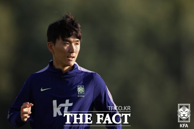 황인범이 지난 5일 우즈베키스탄과의 A매치 평가전을 하루 앞두고 코리아풋볼센터에서 팀 훈련에 임하고 있다./천안=KFA