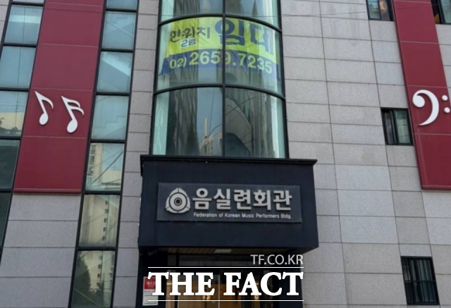 한국음악실연자연합회(음실련)가 직장 내 괴롭힘을 인정한 외부 전문기관의 조사결과를 수용하지 않고 피해근로자 보호조치도 이행하지 않아 고용노동부로부터 과태료 400만원을 부과받은 것으로 확인됐다. 사진은 음실련 건물 전경. /김재원 의원실 제공