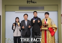  이상일 용인시장, 아시안게임 메달리스트 우상혁·정하은 격려