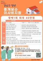  강남구, 시 지원 밖 청년에 중개보수·이사비 최대 40만원 지원