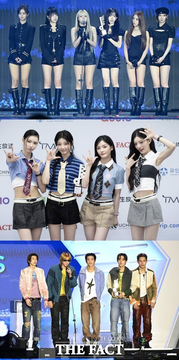 엔믹스 아일릿 코르티스(위부터)는 음반과 굿즈를 결합한 머치 앨범을 발매해 폭발적인 반응을 얻었다. 사진은 지난 9월 열린 '2026 더팩트 뮤직 어워즈' 참석 당시 모습. /김성렬 박상민 남용희 기자