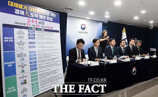 구윤철 부총리 겸 재정경제부 장관이 지난 7월 서울 종로구 정부서울청사에서 하반기 경제성장전략 관계 부처 합동 브리핑을 하고 있다. /임영무 기자