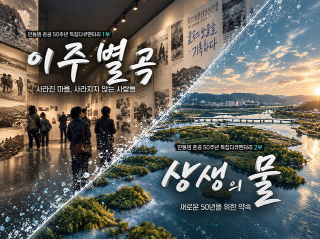 안동댐 준공 50주년 특집 다큐멘터리 물속에 새긴 우리 이야기 포스터. /안동시