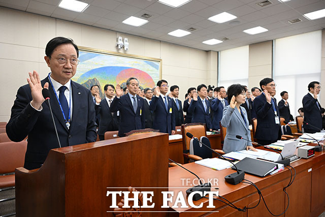 이찬진 금융감독원장이 증인 선서를 하고 있다.