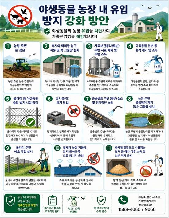 가금농장 관계자들은 외부 사람·차량의 출입을 차단하고 농장 내외부를 매일 소독하는 등 기본 방역수칙을 철저히 지켜야 한다. /농림축산식품부