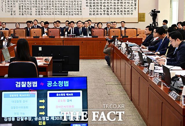 이정현 검찰총장 직무대행이 22일 오전 서울 여의도 국회 법제사법위원회에서 열린 공소청에 대한 국정감사에 출석해 질의에 답변을 하고 있다.