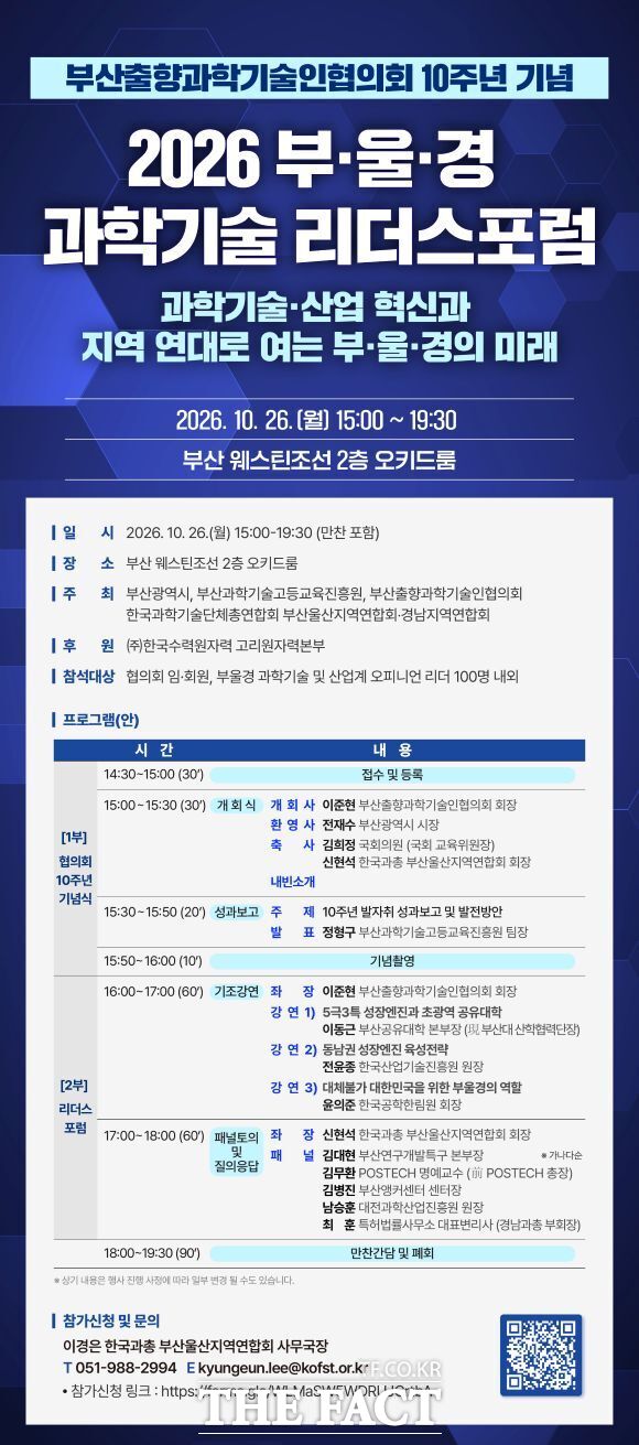 2026 부·울·경 과학기술 리더스포럼 홍보물. /부산과학기술고등교육진흥원