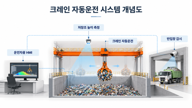 GS건설은 크레인 전문기업 부천기업과 공동 개발한 폐기물 크레인 자동화 시스템을 대전 환경에너지종합타운에서 실증했다고 23일 밝혔다. /GS건설
