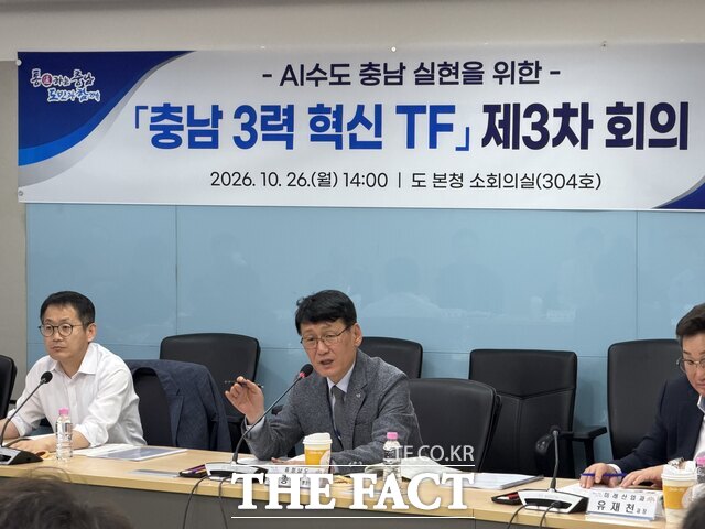 홍종완 충남도 행정부지사가 26일 도청 소회의실에서 열린 '충남 3력 혁신 전담조직(TF)' 제3차 회의에서 발언하고 있다. /충남도