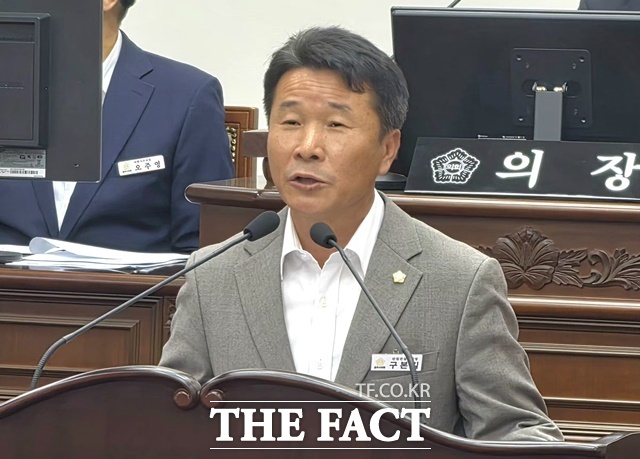구본길 의원이 27일 열린 공주시의회 제269회 제1차 정례회 제5차 본회의에서 5분 자유발언을 하고 있다. /김형중 기자