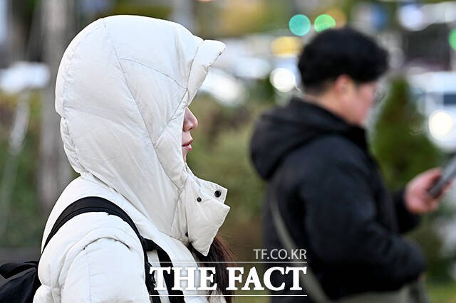 아침 최저기온이 영하 2도까지 떨어진 28일 오전 서울 종로구 세종대로 사거리에서 시민들이 두꺼운 외투를 입고 출근하고 있다. /박상민 기자