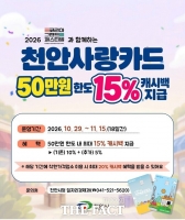  천안시, '코리아 그랜드 페스티벌' 맞춰 천안사랑카드 캐시백 15% 상향