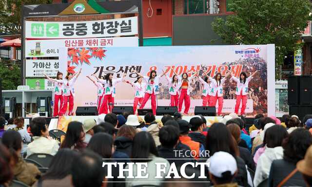 지난해 성주군 가야산국립공원 백운동지구에서 열린 가을산행 & 가야산 가요제에서 공연팀이 흥겨운 무대를 선보이고 있다. /성주군