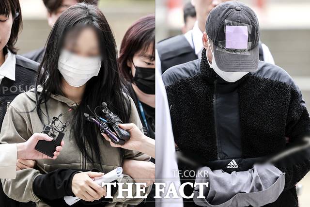 축구 국가대표팀 주장 손흥민 선수의 아이를 임신했다며 돈을 뜯어내려고 한 일당이 재판에 넘겨졌다. 잉글랜드 프로축구 프리미어리그 토트넘 홋스퍼 주장 손흥민을 상대로 허위 임신을 주장하며 금품을 요구한 혐의를 받는 20대 여성 양 모 씨와 40대 남성 용 모 씨가 17일 서울 서초구 서울중앙지방법원에서 열린 영장실질심사에 출석하고 있다. 2025.05.17. /뉴시스