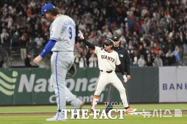 이정후는 22일(한국시간) 캔자스시티전에서 볼넷 2개를 얻어냈다. 4월25일 밀워키전 이후 24경기 만의 볼넷이다. /뉴시스