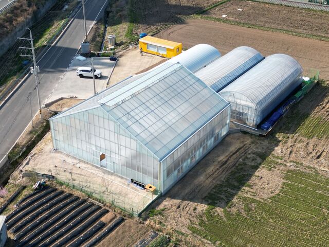 한국동서발전은 울산광역시 울주군 언양읍에 세계 최초로 태양광 폐패널을 활용한 에너지 절감형 고성능 ‘에코 유리온실’을 준공했다고 14일 밝혔다. / 동서발전