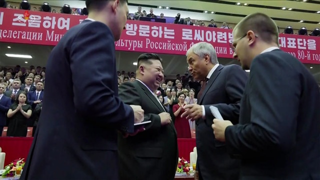 겐나디 안드레예비치 주가노프 러시아공산당 중앙위원회 위원장이 북한의 조국해방의 날(광복절)을 맞아 김정은 국무위원장에게 축전을 보냈다. /조선중앙통신 캡쳐, 뉴시스