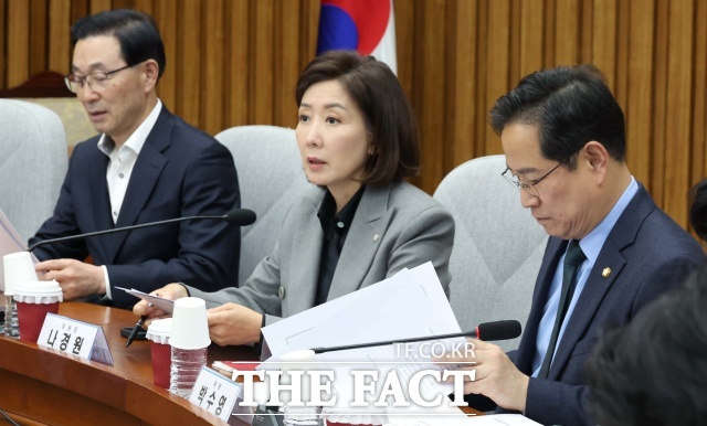 나경원 국민의힘 지방선거 총괄기획단 위원장이 7일 오후 서울 여의도 국회에서 열린 제9회 전국동시지방선거 총괄기획단 전체회의에서 발언을 하고 있다. /뉴시스