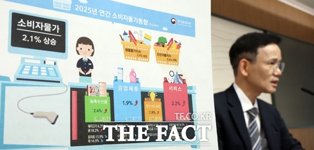 이두원 국가데이터처 경제동향통계심의관이 31일 세종시 정부세종청사에서 '2025년 12월 및 연간 소비자물가 동향'을 발표하고 있다. /뉴시스