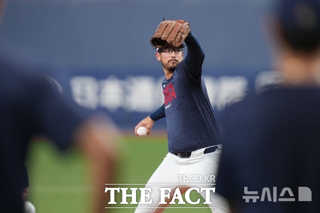 베일에 가려있던 WBC 대표팀 데인 더닝이 3일 오릭스 버팔로스와의 평가전에서 선발 3이닝을 무실점으로 막았다. 더닝은 기대 이상의 안정된 투구 내용을 보여 대표팀에 큰 힘이 될 전망이다. /오사카=AP.뉴시스