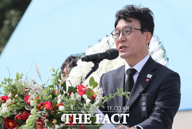 김민석 국무총리가 3일 오전 제주시 제주4·3평화공원에서 열린 제78주년 제주 4·3 희생자 추념식에 참석해 추념사를 하고 있다. /제주=뉴시스