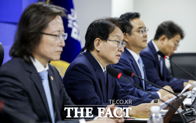 권칠승 더불어민주당 정책위의장이 28일 서울 여의도 국회에서 열린 반복단합 근절을 위한 입법 추진 당정협의회에서 발언하고 있다. /뉴시스