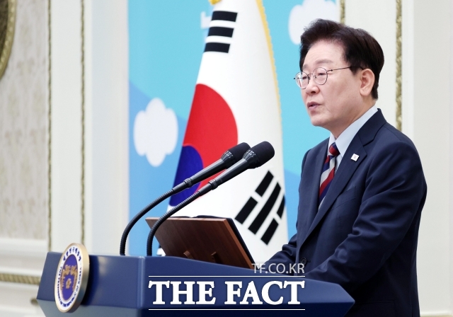 이재명 대통령이 7일 청와대 영빈관에서 열린 재일본대한민국민단 창단 80주년 기념 간담회에서 발언하고 있다. /뉴시스