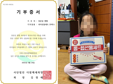 양준일의 선한영향력으로 한부모 가정 아동들에게 과자선물세트가 나눔되자 기뻐하는 모습을 보였다.