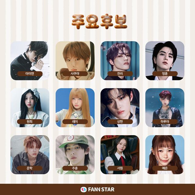 그룹 스트레이키즈 아이엔부터 더보이즈 영훈까지 다양한 아이돌이 후보에 진입했다. /팬앤스타